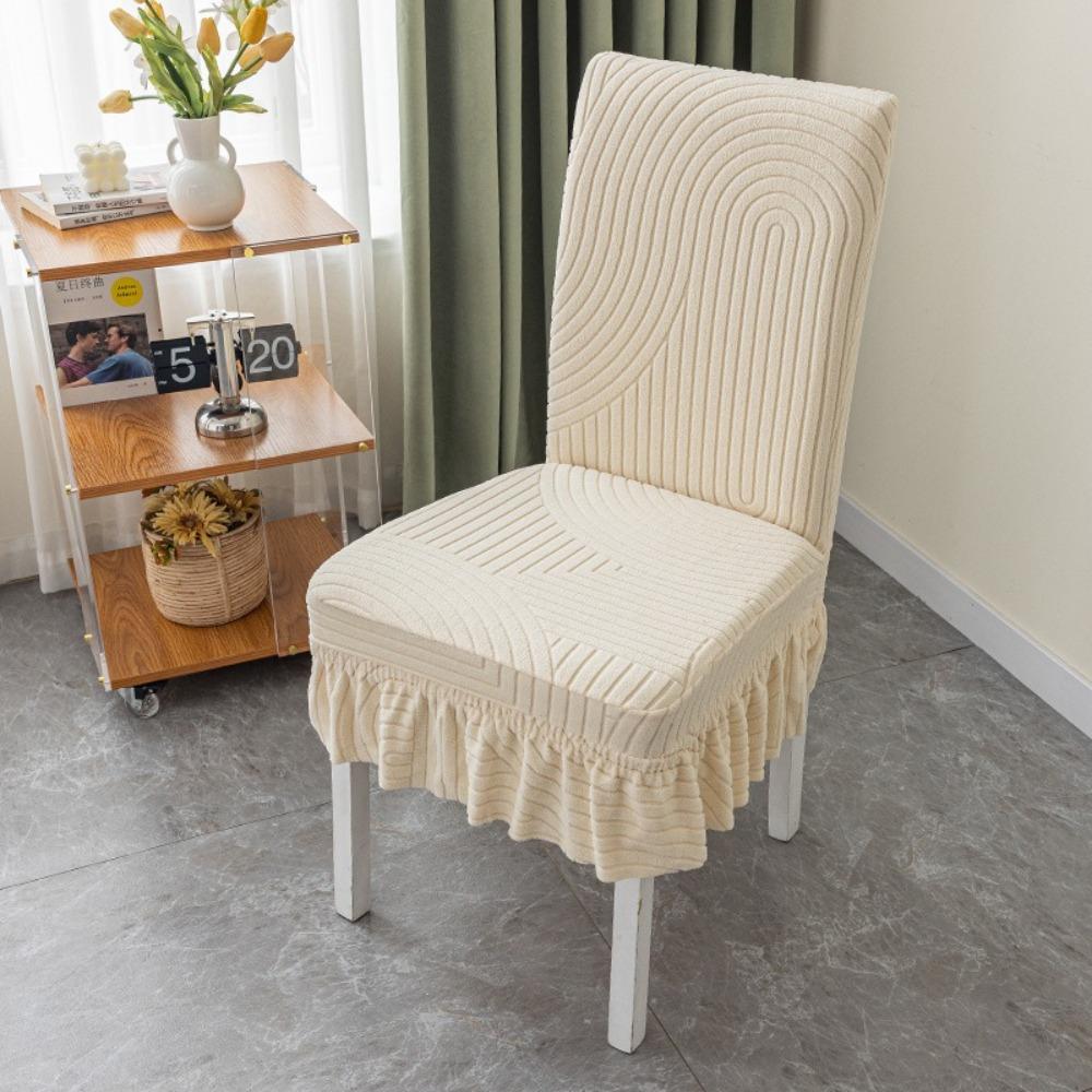 W/ Skirt Backrest Cover Elastic Jacquard Seat  Stool Cover Stretchy Dining Chair Cover  Kitchen