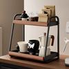 Double-Layer Seasoning Stand Solid Wood Kitchen Organizer Condiment Storage  Home Rack