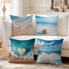 4pcs Beach Vacation Art Style Cushions Pillowcase Polyester Cushion Cover Throw Pillow Pillowcover Home Car Sofa Decor
