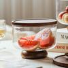 Japanese Acacia Wood Glass Fruit Bowl - Elegant Candy Dish & Snack Display Plate