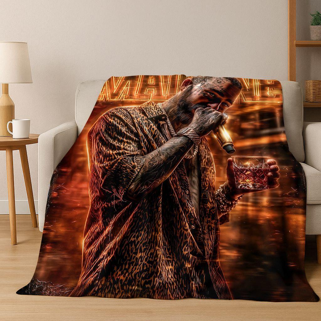 3D Top Rapper Legend Star Art Cartoon Hip Hop Flannel Blanket,Cozy Soft Throw Blanket for Home Bedroom Bed Sofa Cover Gift