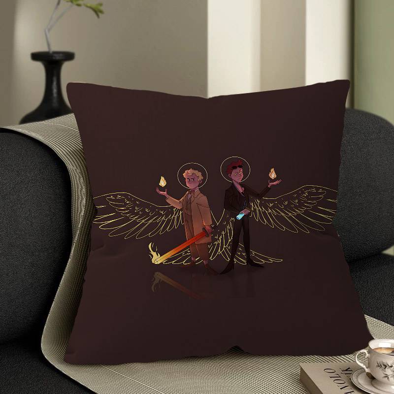 Cartoon Good Omens TV Personalized Pillow Cover Kids Bedroom Wild Party Decor Pillowcase Kid Birthday Shower Gift