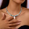 Beach Themed Colorful Shell Pendant Necklace for Women Pearl Star Crossbody Layered Collarbone Chain Jewelry Accessory