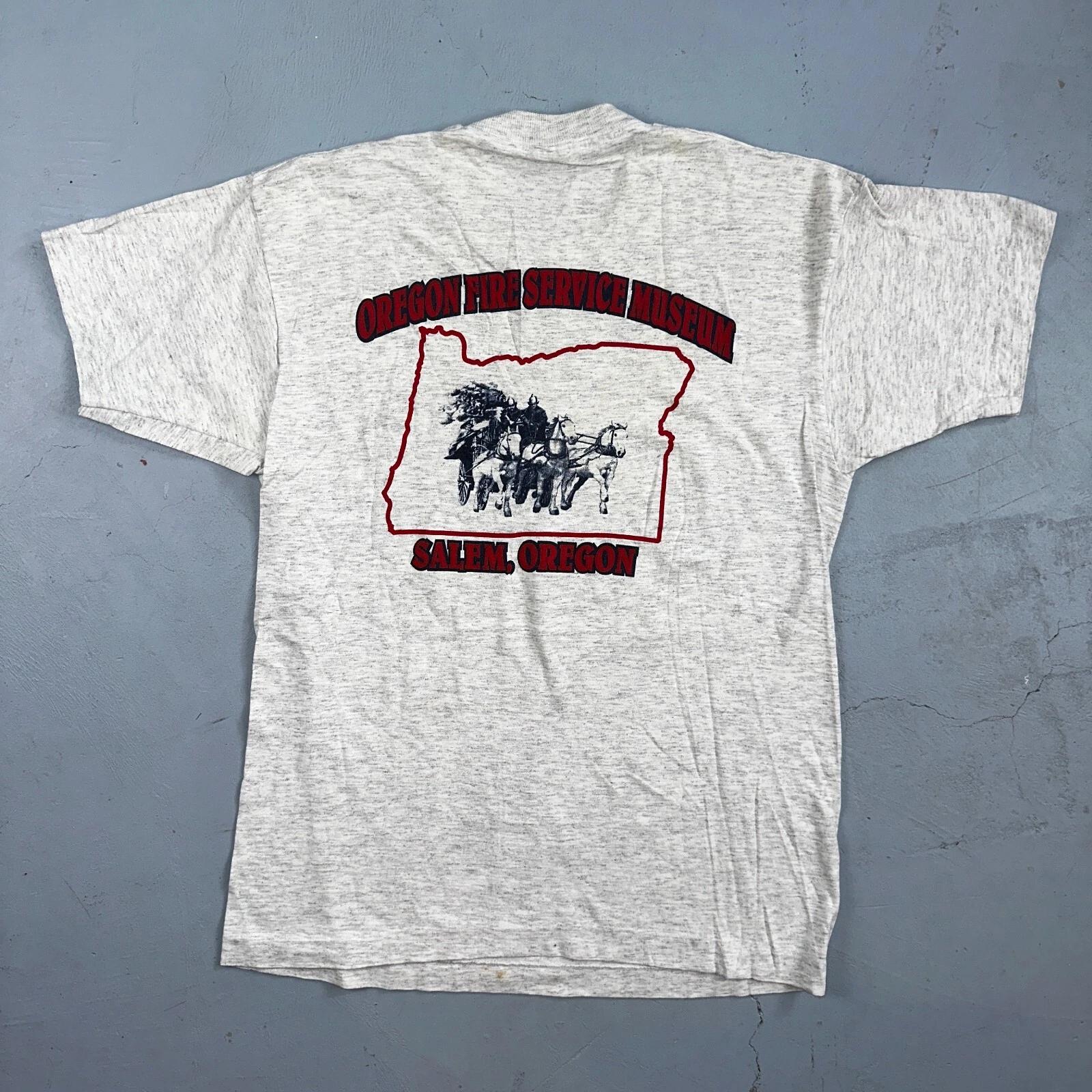 Oregon Fire Service Museum VTG T Shirt 90s Single Stitch Salem PDX Firefighter L S