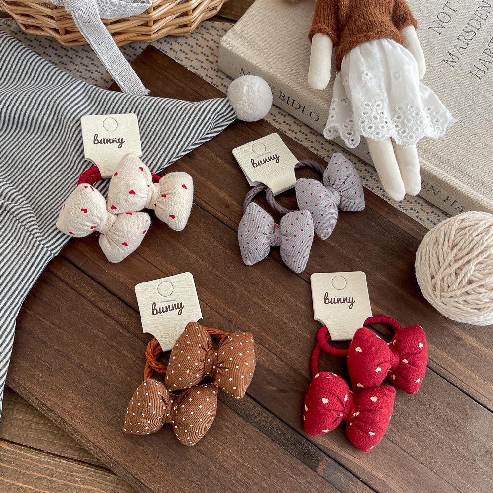 Polka Dot Love Bow Hair Rope Tie Children's Elastic Hair Band Rubber Band Ponytail Holder Elastic Headband Girl Hair Accessories