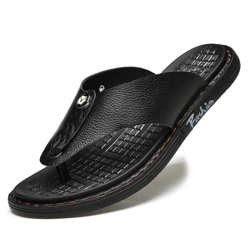 

Мужские тапочки, летняя новая пляжная обувь для отдыха на открытом воздухе, нескользящая мягкая подошва, повседневные универсальные тапочки 47 чёрный