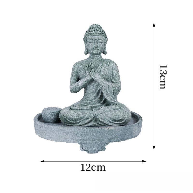Antique Green Sandstone Buddha Statue: Zen Craftwork Water Feature for Home Decoration & Chinese Tea Pet Ornament.