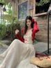 Plus Size Floral Camisole, Wide Hem Skirt & Long Sleeve Cardigan Three-Piece Set for Women