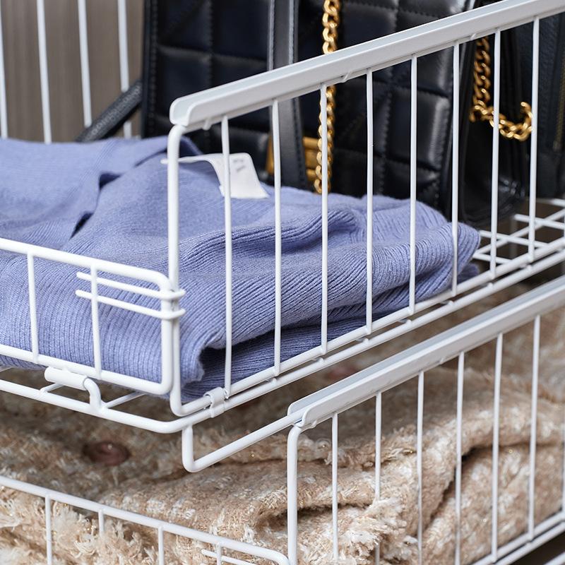 Organizador de Armario Armario de Ropa Cesta de Almacenamiento Alambre de Hierro Estante Apilable para Armario Percheros para Ropa Calcetines Ropa Interior