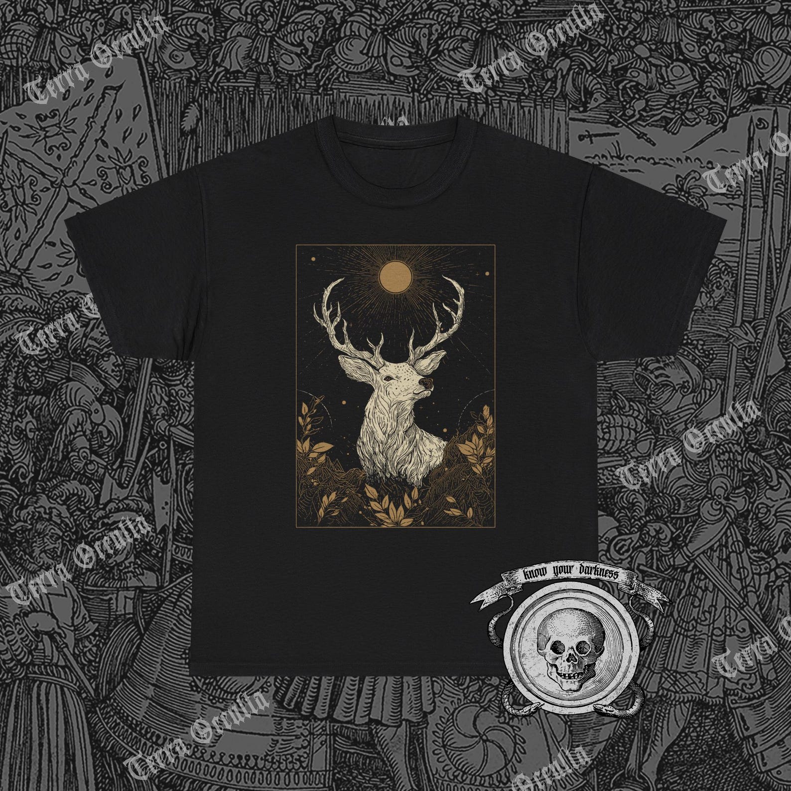 Autumn Forest Stag Shirt, Deer T-Shirt, Dark Academia, Antlers, Cottagecore Witchy Tee M
