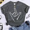 Love Needs No Words Graphic T Shirts Women Hand Sign Autism Awareness Shirt Language Tshirt Autism Support Funny Classic Tops