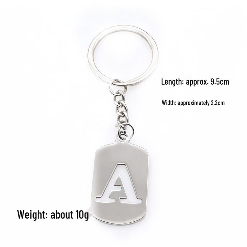 Pendentif Porte-clés 26 Lettres en Acier Inoxydable Creux - Polyvalent pour Sac à Dos, Voiture, Plaque Militaire