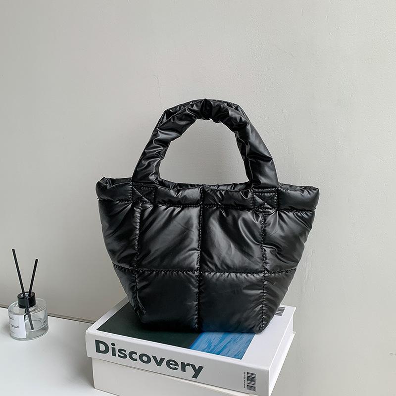 Winter Down Tote Bag for Women Puffer Handbag Trendy Chic Puffy Top Handle Bag Quilted Padded Shoulder Designer Shopper Bag