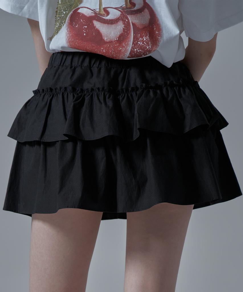WAARFORWOMAN Wsk-03 Tiered Mini Skirt Pants_Black