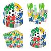 World Cup Soccer Party Tableware Set: Disposable Paper Plates, Cups, Straws, Tablecloths, Banners, and Decorations