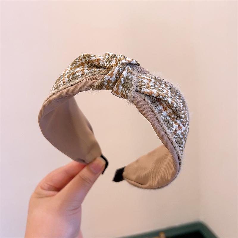 

Широкий женский топ с бантом, завязанный, повязки на голову, классические клетчатые повязки на голову для взрослых, повседневные головные уборы, аксессуары для волос, обруч для волос
