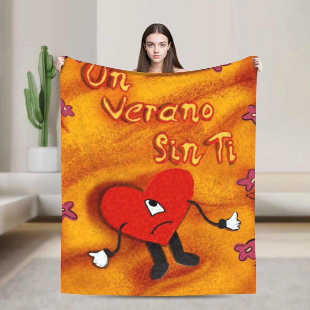 Bad Bunny Blanket Coral Fleece Plush Spring Autumn Multi-function Soft Throw Blankets for Sofa Office Bedspread