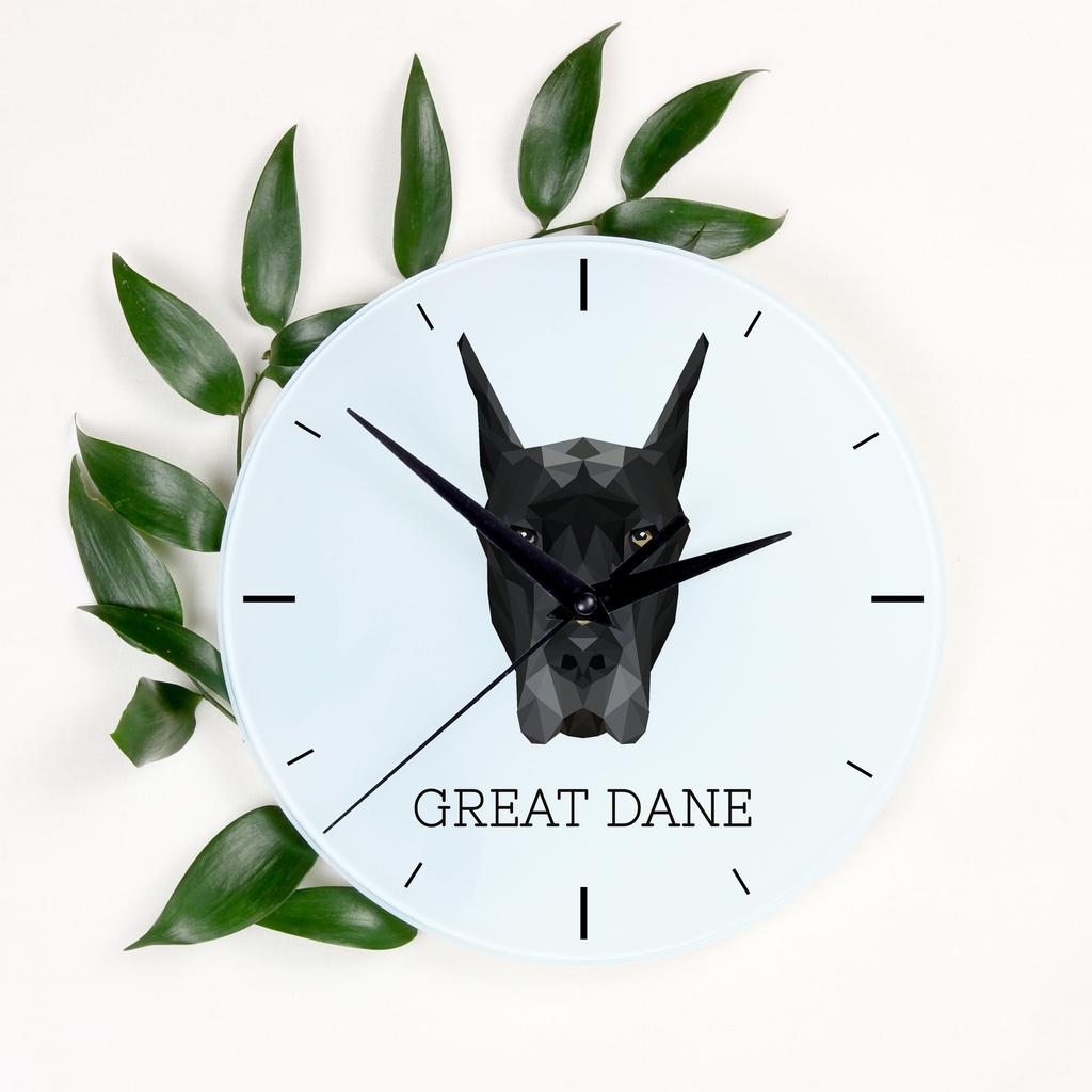 Dog Niemiecki -Geometryczny Zegar Ścienny Ze Zdjęciem I Napisem Marki Art-Dog