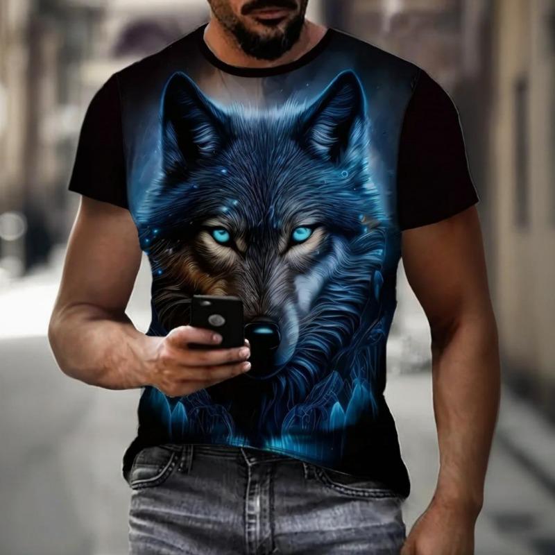 3D digital animal print pattern T-shirt short sleeved
