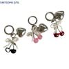 Hot! HOT! 1PC Fashion 3D Crystal Cherry Keychain Pearl Bow Silver Heart Pendant Keyring Women's Bag Accessories Gifts