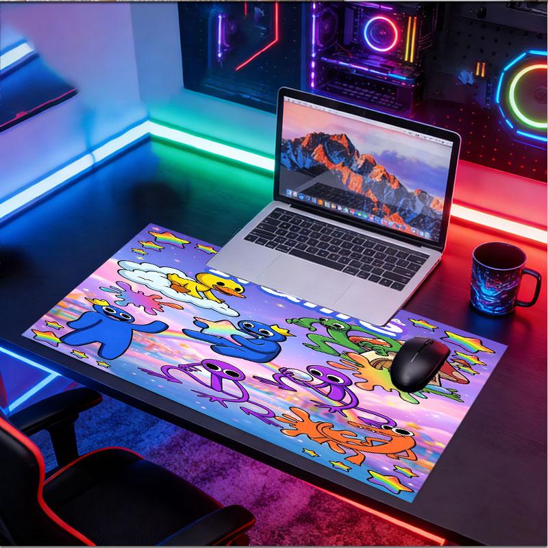 Custom Name Personalized Game Rainbow Friends Pattern Mousepad, Laptop PC Desk Mat, Decorative Desk Mat for Home Keyboard Pad Gift