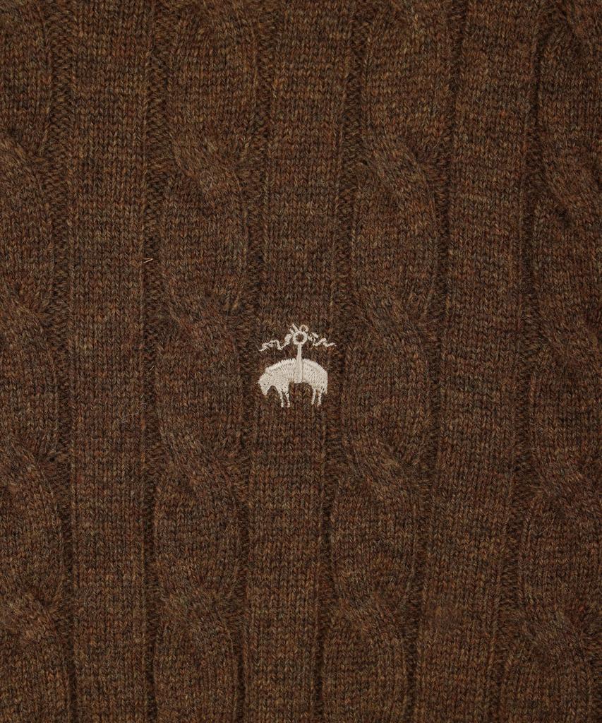 BROOKS BROTHERS [Heritage] Wool Cashmere Cable Sweater (Brown) (Bbwrmhg411)