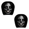 Vehicle Headrest Cover Set with Dark Print Halloween Theme, 2 Piece Polyester Pull-On Headrest Sleeve for Spooky Seat Styling Use