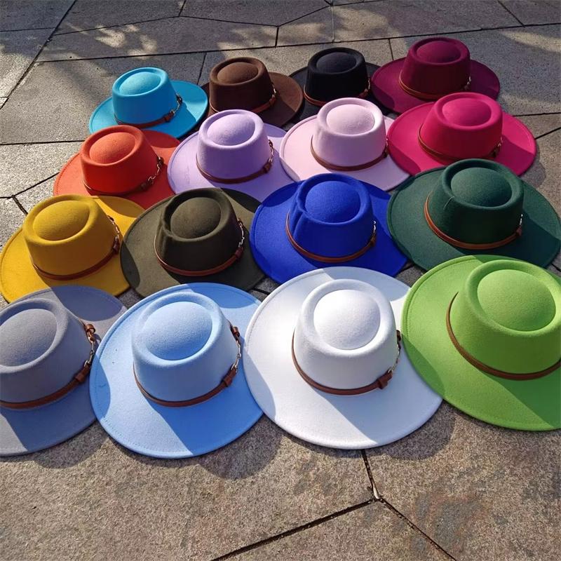 Fedora Autumn And Winter Hat Letter Accessories French Retro Punk Men And Women Wide Brim Hat Gorras Hats For Man