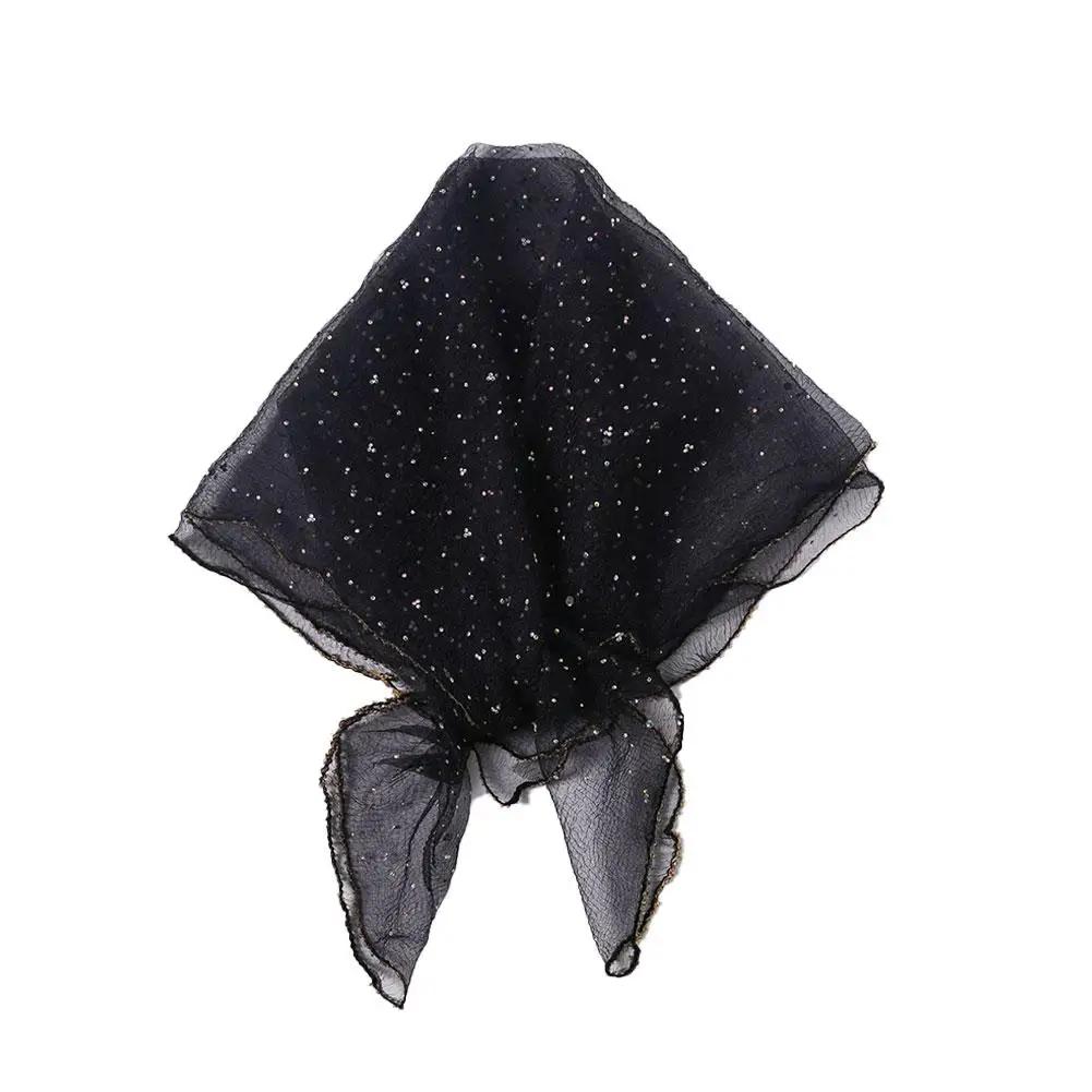 Foulard Femme Fashion Bufandas Women Muslim Hijab Sequin Lace Sheer Shawl Headscarf Tulle Mesh Femme Scarf Veil Musulman V3L1
