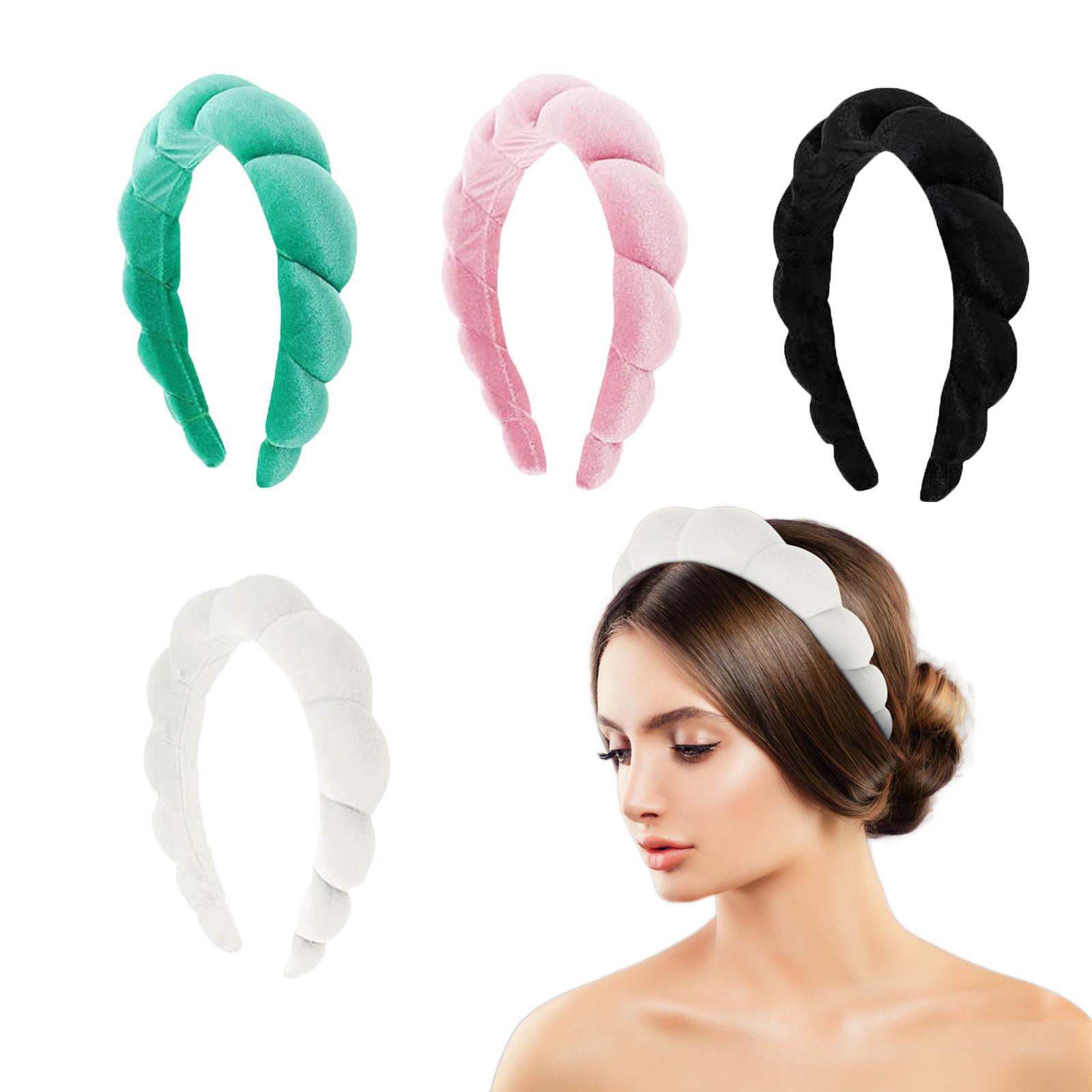 

Жіноча пов язка на голову з губки та тканини для рушників для вмивання обличчя, зняття макіяжу, душу та догляду за шкірою чорний