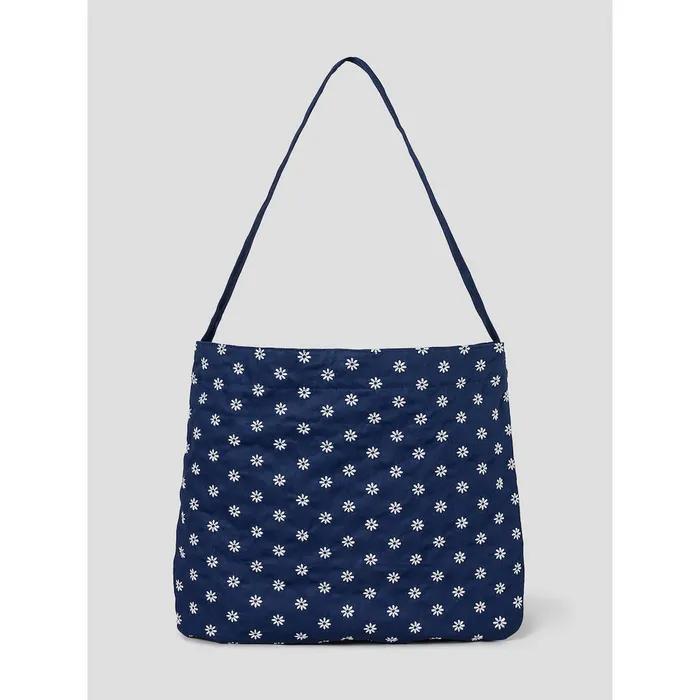 [8 Seconds] Silver Flower Embroidery Fabric Bag Blue (3567D3AM9P)