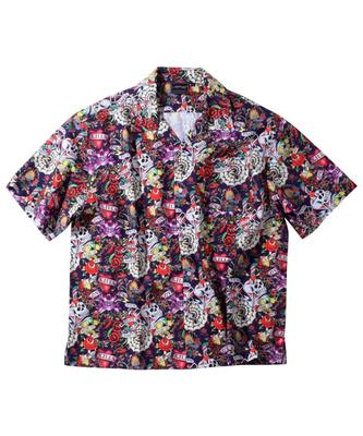 [Ed Hardy] Plus Size Cooling Touch Open Collar Short Sleeve Shirt for Men, Navy