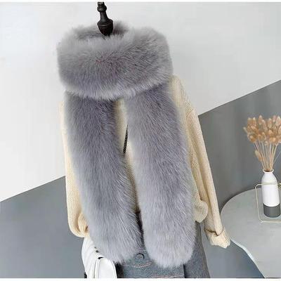Herbst Winter Neue Mode Frauen Casual Warm Halten Roten Schal Faux Fuchs Pelz Party Kragen Kreuz Dicken Langen Schal