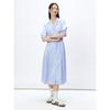 PEACEBIRD Women's French Style Lapel Puff Sleeve Shirt Dress