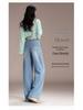 Women's High-Waisted Curved Leg Denim Jeans, Spring 2026 - Slimming, Loose Wide Leg, Floor-Length Trousers