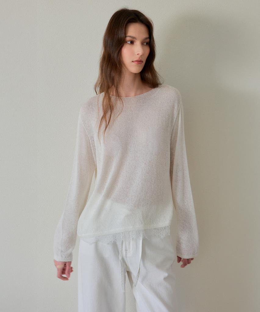 THEELO Lace Boatneck Knit (Ivory)