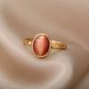 Wind Ring Oval Opal Open Ring Fashion Women's Versatile Gold Non-Fading Ring