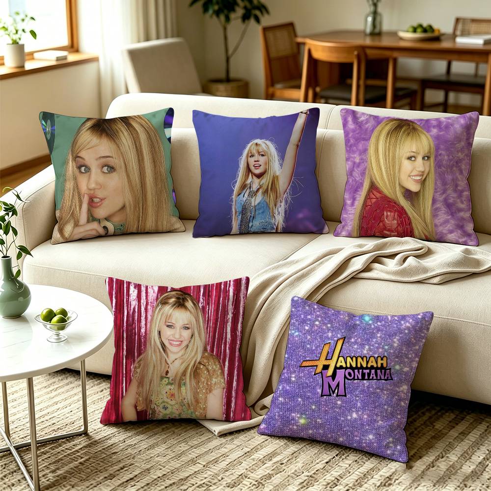 TTeen Series Hannah Montana Pop Star Pillow Case Square DoubleSided Sofa Cushion Cover Bedroom Bedside Pillow