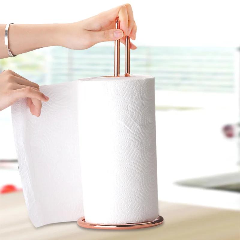 Kitchen Roll Paper Towel Holder Bathroom Tissue Stand Dining Table Vertical Napkins Rack Kitchen Storage Shelf