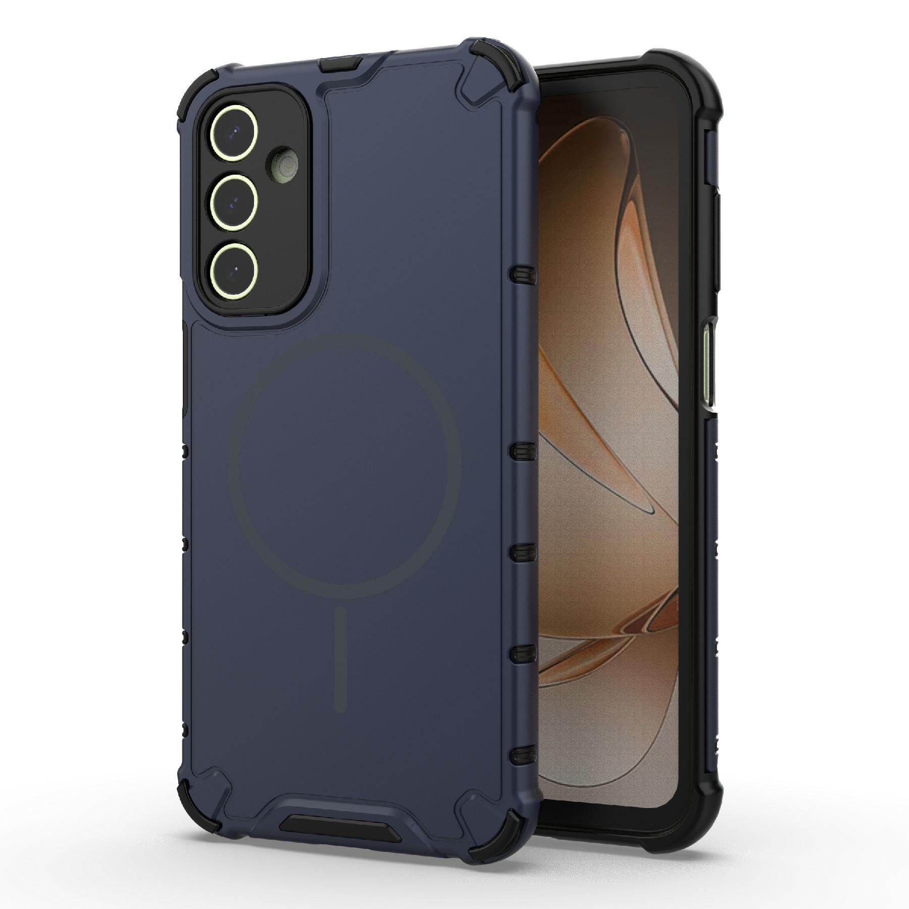 

For Samsung Galaxy A15 5G/4G Magnetic Case Heat Dissipation Shockproof TPU+PC Phone Back Cover Dark Blue