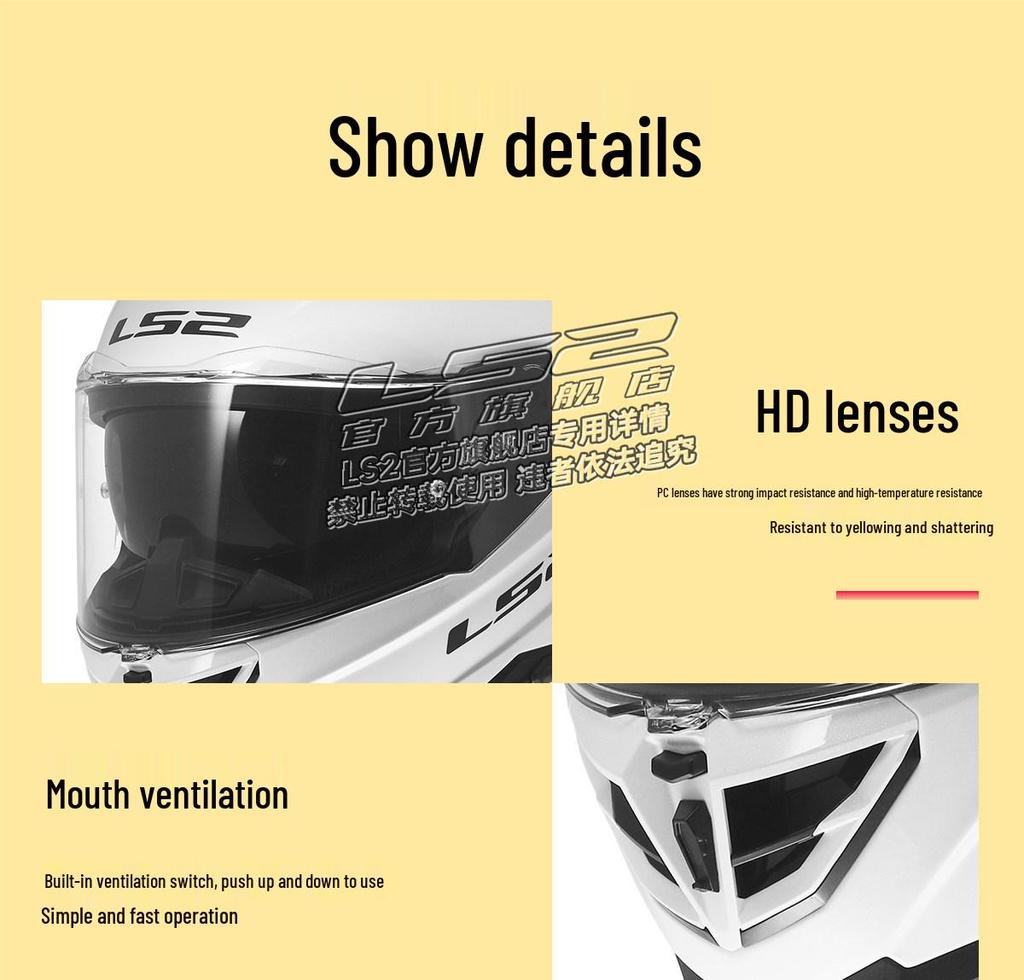 LS2 FF818 Dual Visor Full Face Motorcycle Helmet with Anti-Fog and Large Spoiler for Men & Women, All-Season, Racing Design.