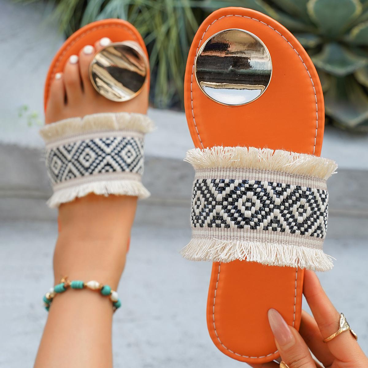 

Модные плетеные женские тапочки, пляжные повседневные сандалии, богемные противоскользящие тапочки на платформе, новая летняя трендовая обувь для женщин, шлепанцы женские 43 оранжевый