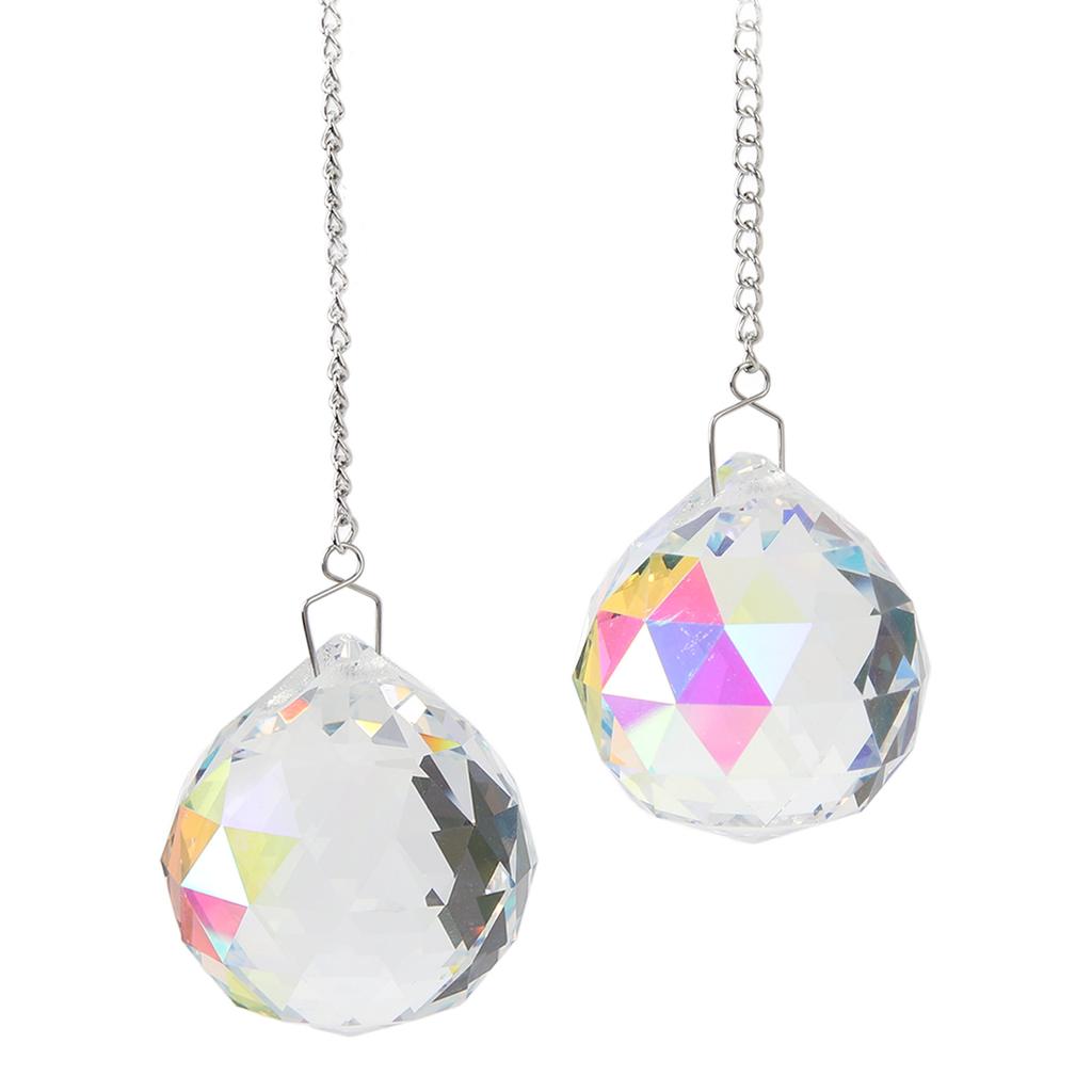 2pcs Crystal Ball Prism Pendant Suncatcher Window Suncatcher Rainow Maker Ornament with Chain for Easy Hanging Colorful