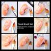 8Pcs Set Oblique Gradient Smudge Nail Flower Drawing Sawtooth Pen Multifunctional Mix Shape Petal Painting Gel Nail Art Brush