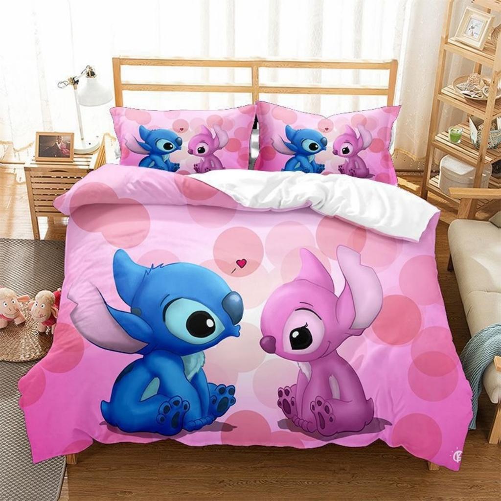 Hot Sale 3D Cool Stitch Cute Anime Kids Duvet Cover Sets Cartoon Bedding Set Children Room Bed Pillow Case for Teens Gifts