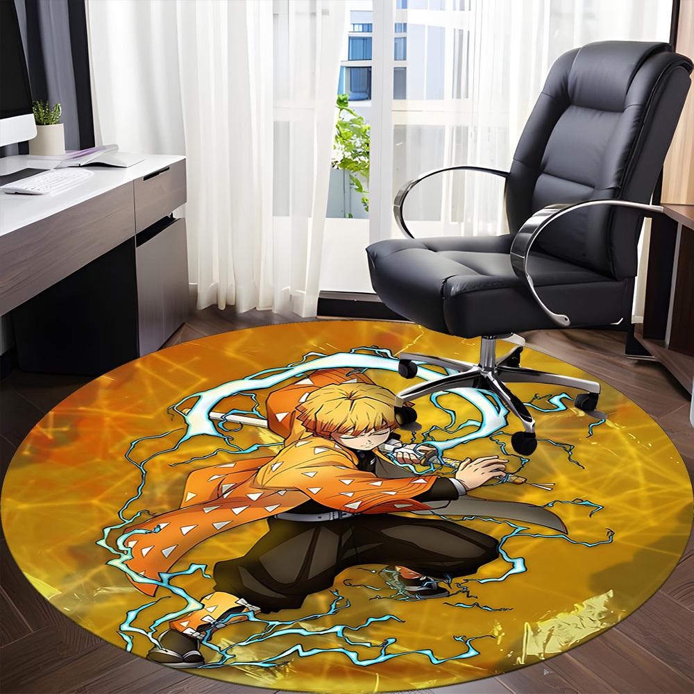 1PC Demon Slayer: Kimetsu no Yaiba Office Round Area Rug Suitable For Office, Under Office Chairs Bedroom Living Room Home Decor T100