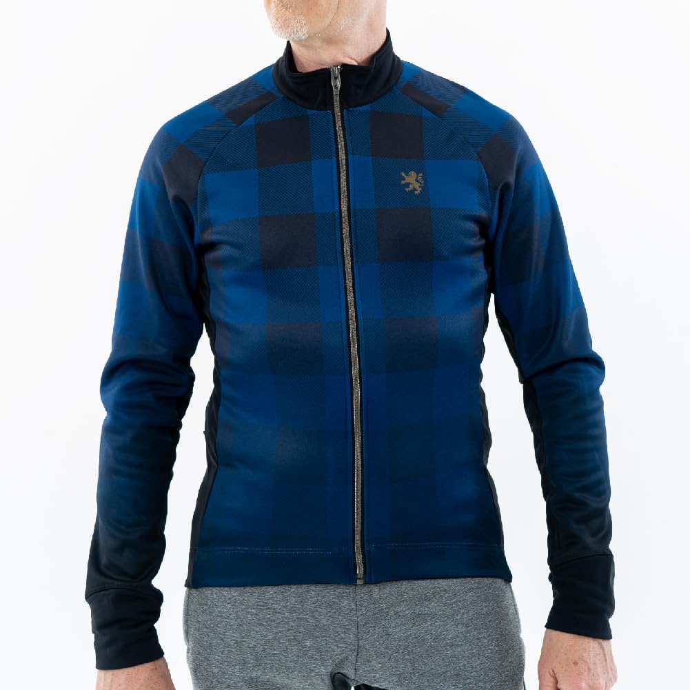 Kapelmuur Thermo Buffalo Size for Cycling Made in Japan Jacket, Check, Navy, S, Fall/Winter (5°C-15°C),