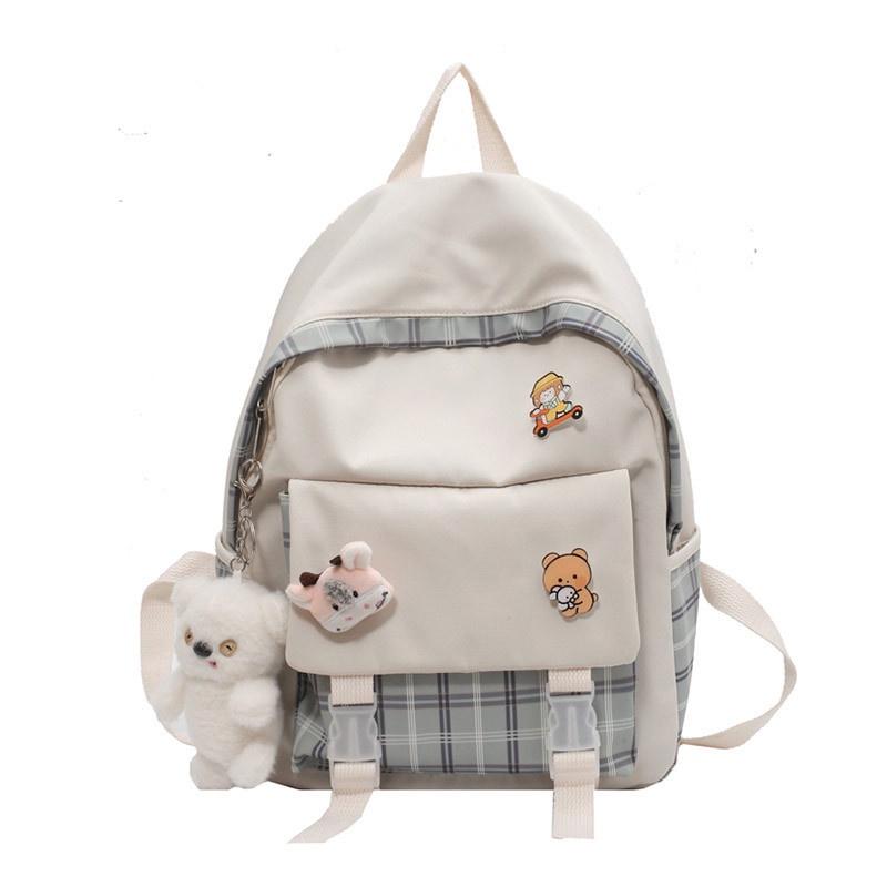 IELGY Korean version of Harajuku ins campus high school junior high school student backpack plaid girl backpack