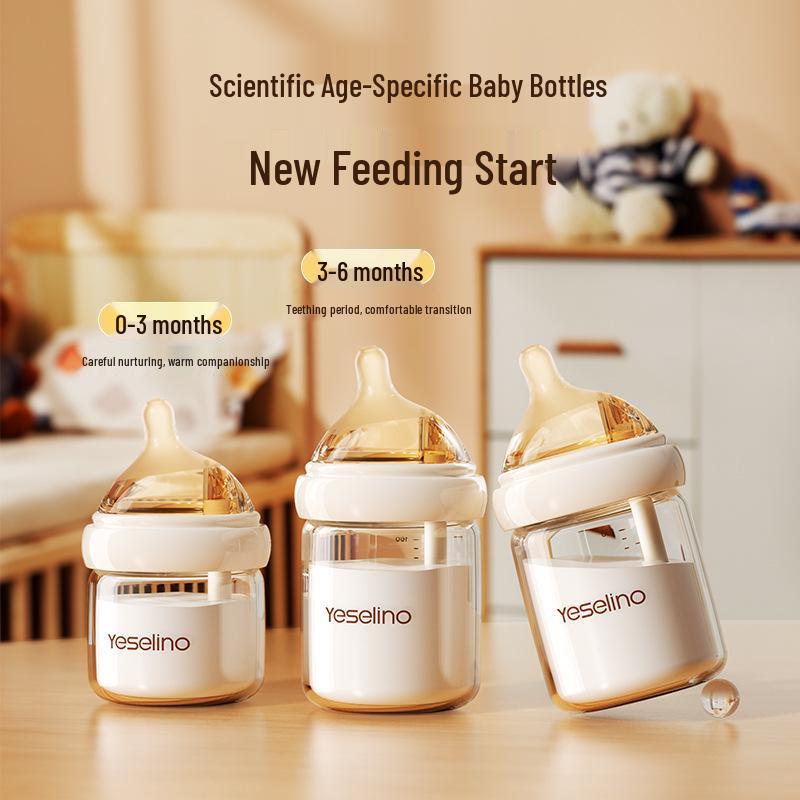 Anti-Colic High Borosilicate Glass Baby Bottle for Newborns (0-6 Months)