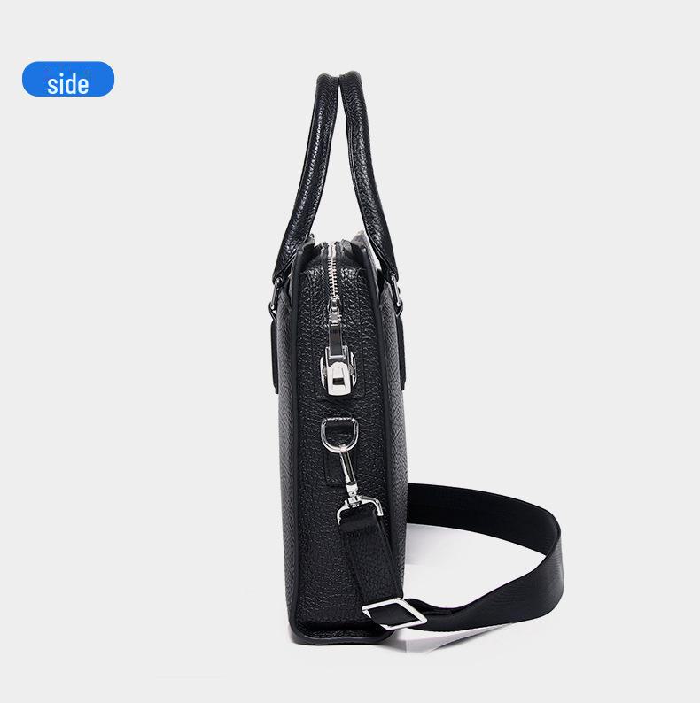 Men's Large Capacity Leather Business Briefcase: Waterproof & Fashionable Handbag